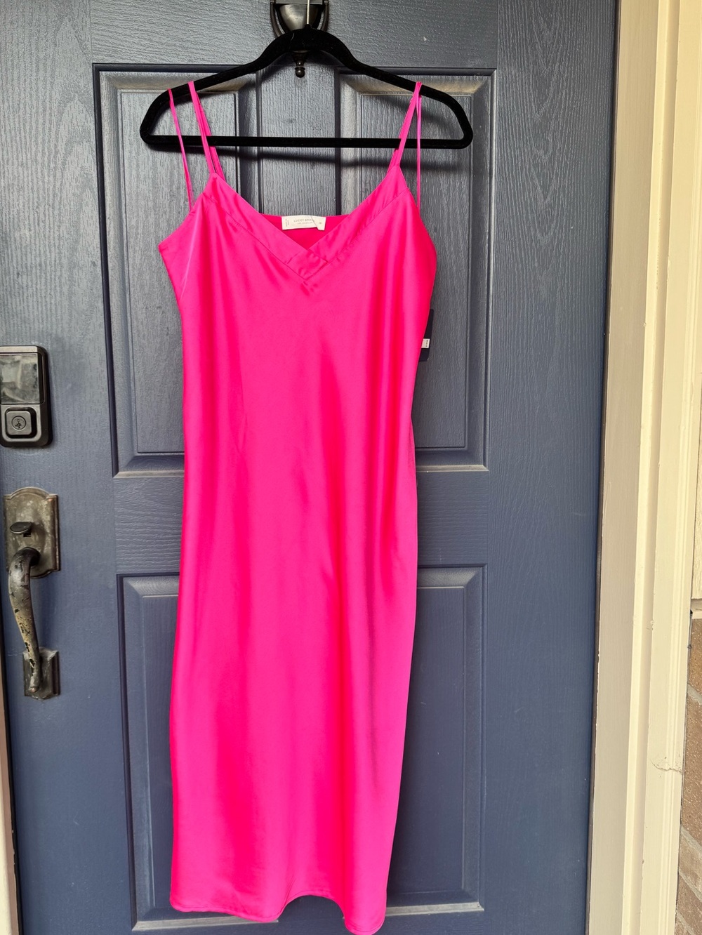 Lucky Brand Hot Pink Slip Midi Dress with Spaghetti Straps, NWT, M